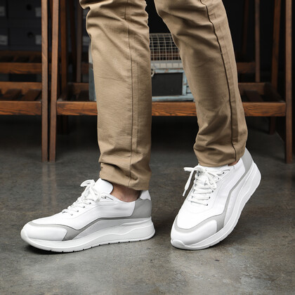  - Vlonı 116-80 Beyaz Gri Hakiki Deri Erkek Sneaker (1)
