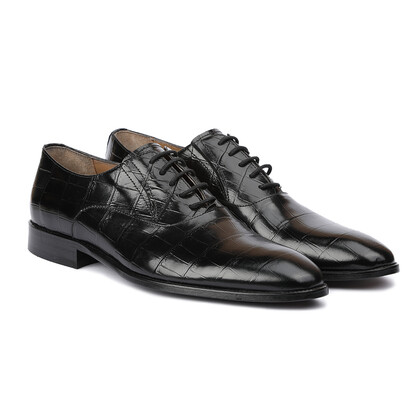  - Vlonı 120-13 Siyah Hakiki Deri Bağcıklı Erkek Klasik Ayakkabı (1)