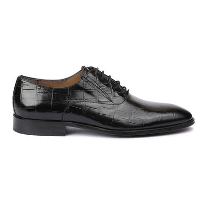Vlonı 120-13 Siyah Hakiki Deri Bağcıklı Erkek Klasik Ayakkabı