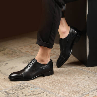 Vlonı 126-09 Siyah Hakiki Deri Bağcıklı Erkek Klasik Ayakkabı