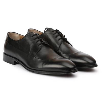 Vlonı 177-04 Siyah Hakiki Deri Bağcıklı Erkek Klasik Ayakkabı
