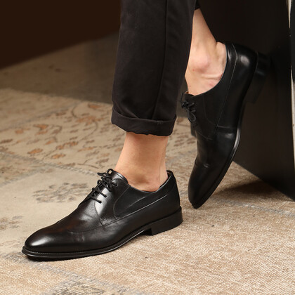  - Vlonı 177-04 Siyah Hakiki Deri Bağcıklı Erkek Klasik Ayakkabı (1)
