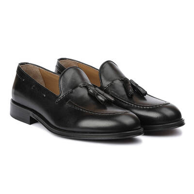 Vlonı 259-11 Siyah Hakiki Deri Bağcıklı Erkek Klasik Ayakkabı