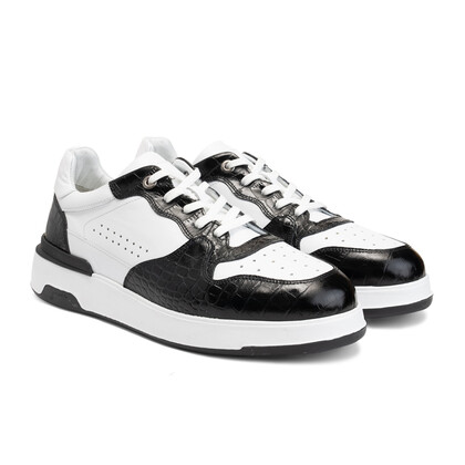  - Vlonı 280-49 Beyaz Siyah Hakiki Deri Erkek Sneaker