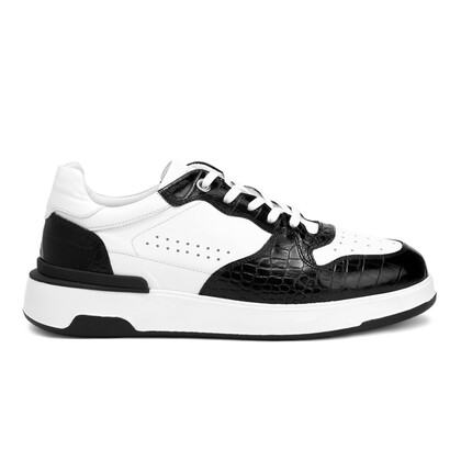  - Vlonı 280-49 Beyaz Siyah Hakiki Deri Erkek Sneaker (1)