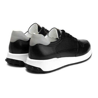 Vlonı 390-07 Siyah Gri Hakiki Deri Erkek Sneaker